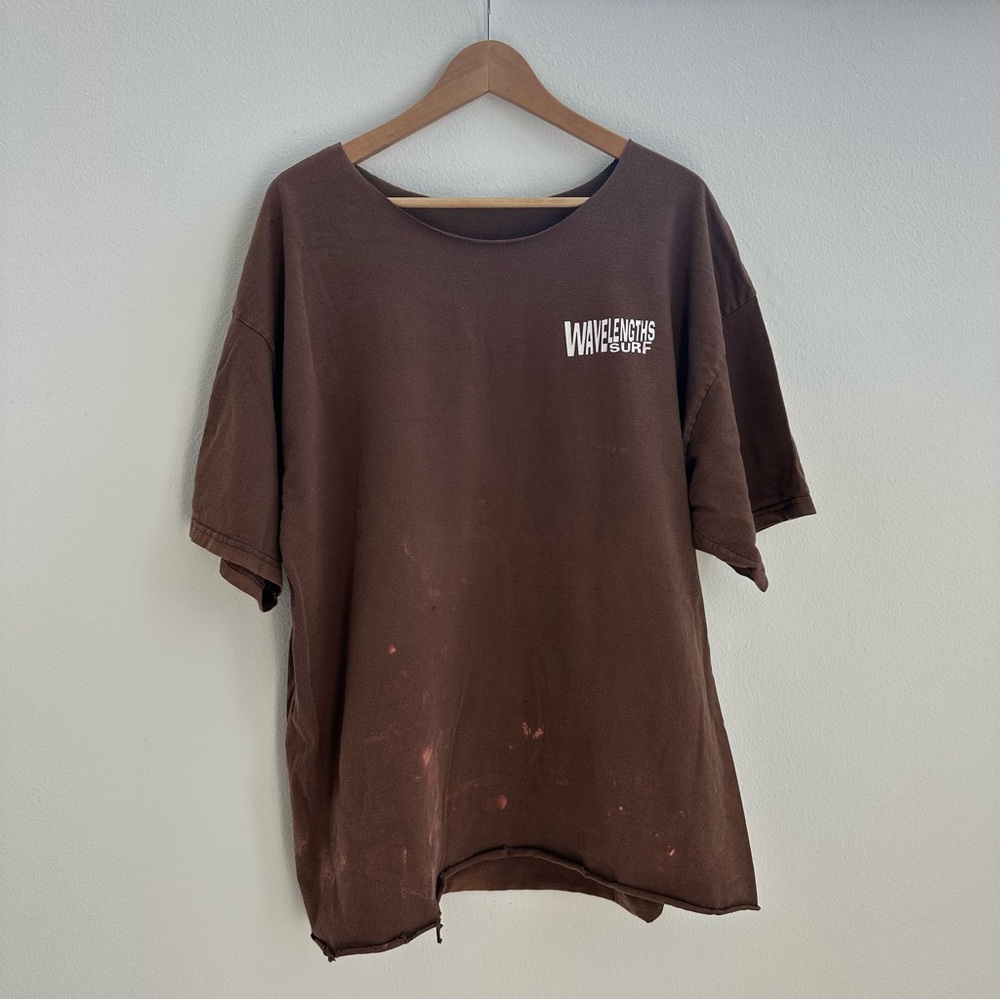 Wavelengths Surf distressed off the shoulder tee